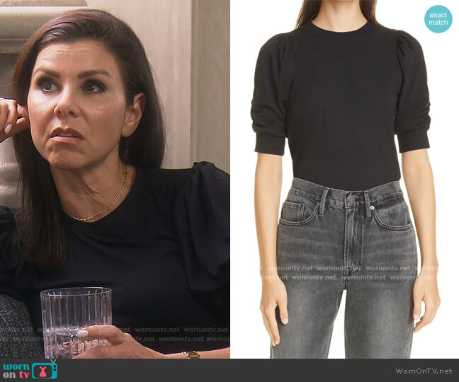 Frankie Puff Sleeve Shirt by Frame worn by Heather Dubrow  on The Real Housewives of Orange County