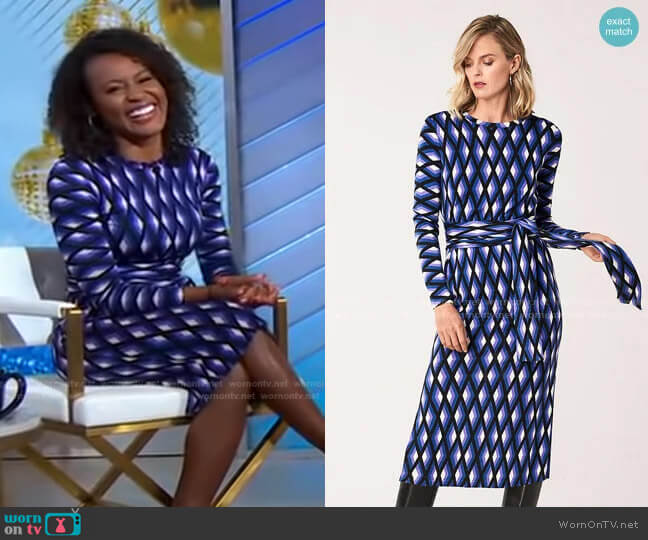 WornOnTV: Janai’s blue geometric print dress on Good Morning America ...