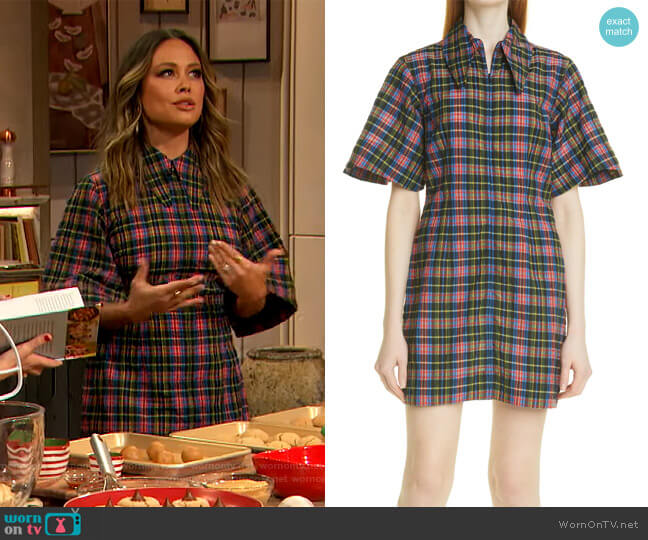 Organic Cotton & Recycled Polyester Minidress by Ganni worn by Vanessa Lachey on The Drew Barrymore Show