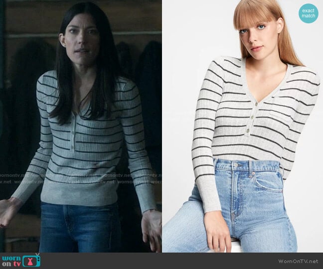 Gap Ribbed Henley Pocket Sweater worn by Debra Morgan (Jennifer Carpenter) on Dexter New Blood