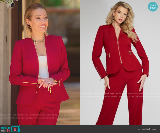 Delvin Zip-Front Blazer by Guess worn by Mary Fitzgerald  on Selling Sunset