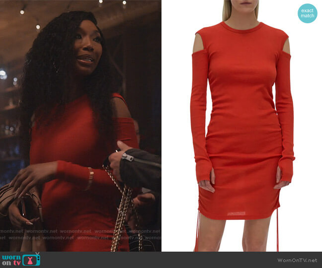 WornOnTV: Naomi red ribbed dress with cutouts on Queens | Brandy ...