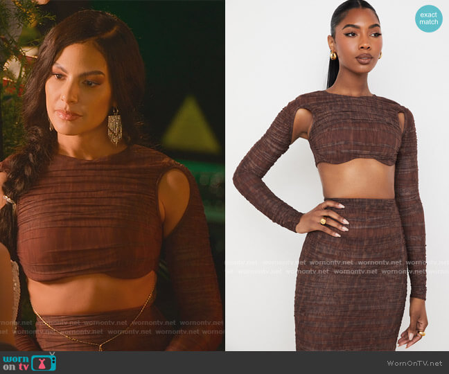 Blythe Mesh Crop Top and Skirt by House of CB worn by Amanza Smith  on Selling Sunset