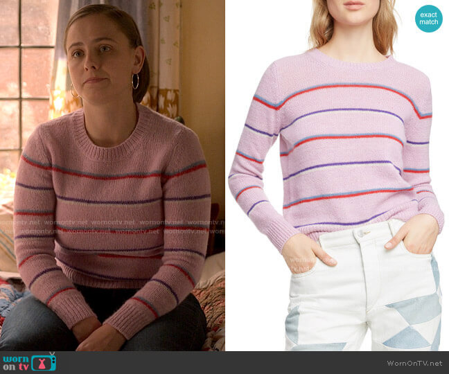 Etoile Isabel Marant Gian Striped Sweater in Lilac worn by Kimberly Finkle (Pauline Chalamet) on The Sex Lives of College Girls