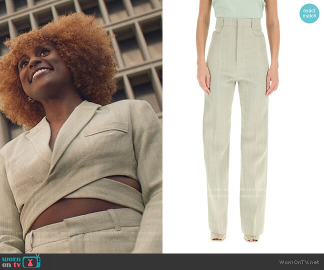 Le Pantalon Sauge High Waist Pants by Jacquemus worn by Issa Dee (Issa Rae) on Insecure