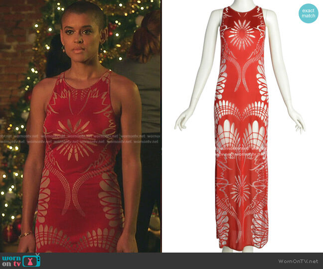 Jean Paul Gaultier  Nouveau Sheer Cutout Tank Maxi Dress worn by Julien Calloway (Jordan Alexander) on Gossip Girl