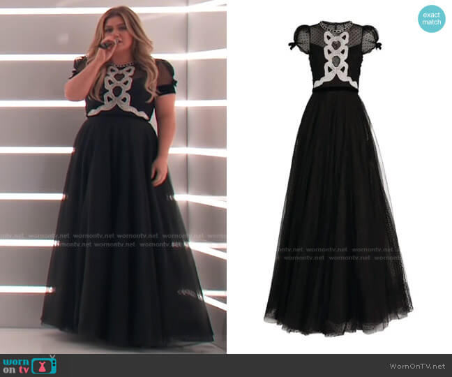 Ingrid Bow Detailed Tulle Gown by Jenny Packham worn by Kelly Clarkson  on The Voice