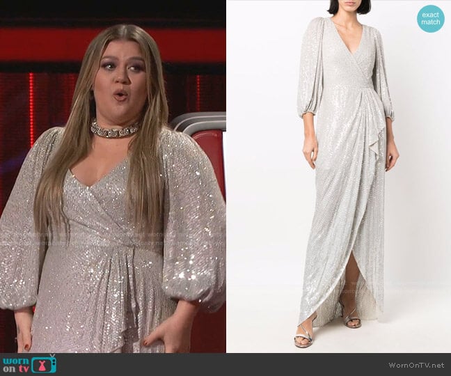 Octopussy Sequinned Asymmetric Dress by Jenny Packham worn by Kelly Clarkson on The Voice