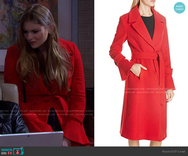 Hersilia Wool Blend Bell Sleeve Coat by Joie worn by Alice Caroline Horton (Lindsay Arnold) on Days of our Lives