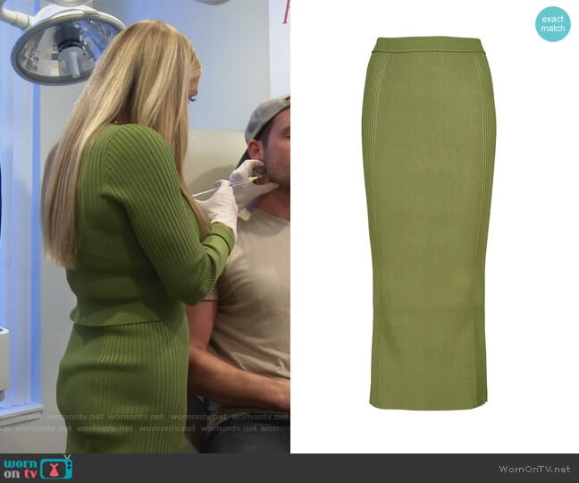 Brooklyn ribbed-knit midi skirt by Jonathan Simkhai worn by Dr. Jen Armstrong on The Real Housewives of Orange County