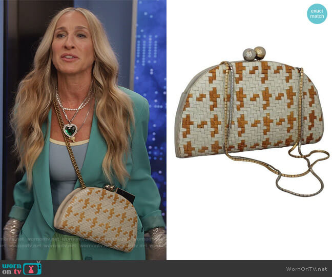 Vintage Woven Clutch by Judith Leiber worn by Carrie Bradshaw (Sarah Jessica Parker) on And Just Like That