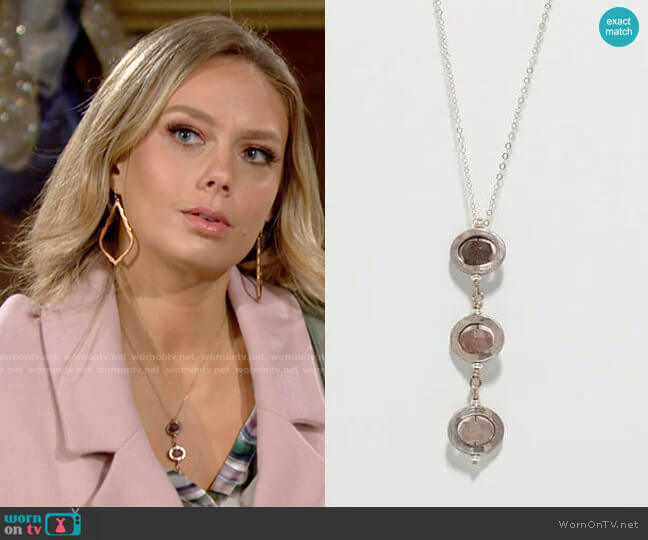 Kari Asbury Ombre Strawberry Quartz Rose Gold Filled Necklace worn by Abby Newman (Melissa Ordway) on The Young & the Restless