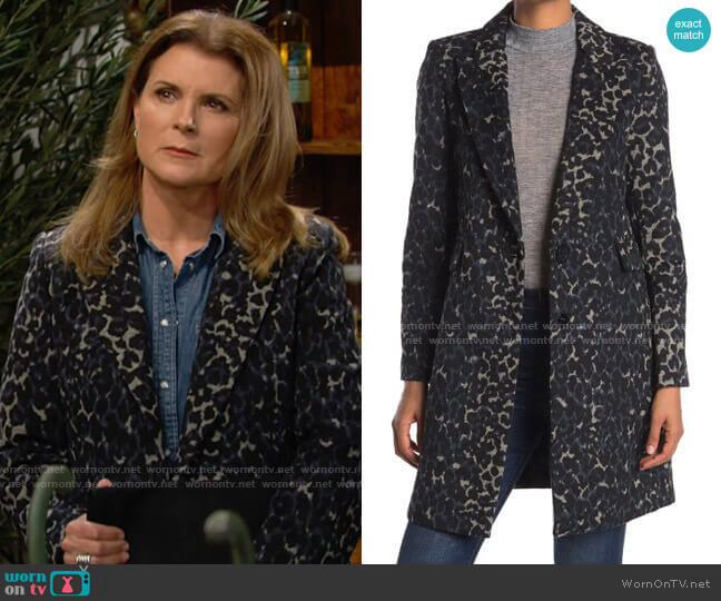 Kensie Leopard Button Front Coat worn by Sheila Carter (Kimberlin Brown) on The Bold and the Beautiful