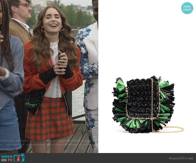 Purse Necklace crossbody bag by LA DoubleJ worn by Emily Cooper (Lily Collins) on Emily in Paris