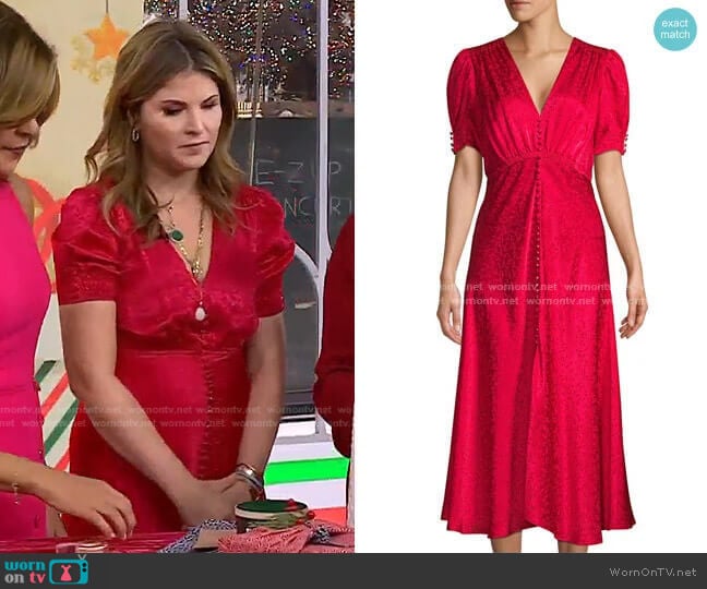 Lea Floral Silk Jacquard A-Line Dress by Saloni worn by Jenna Bush Hager on Today