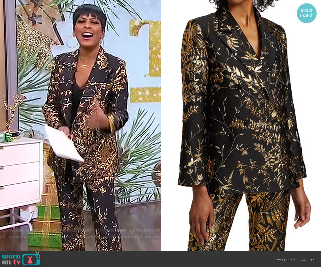 Beijing Garden Double-Breasted Jacquard Jacket and Pants by Libertine worn by Tamron Hall on Tamron Hall Show