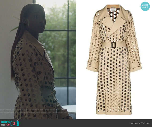 Hole Punched Trench Coat by Maison Margiela worn by Issa Dee (Issa Rae) on Insecure
