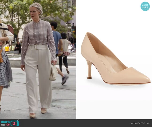 BB Leather 70mm Pump by Manolo Blahnik worn by Miranda Hobbs (Cynthia Nixon) on And Just Like That