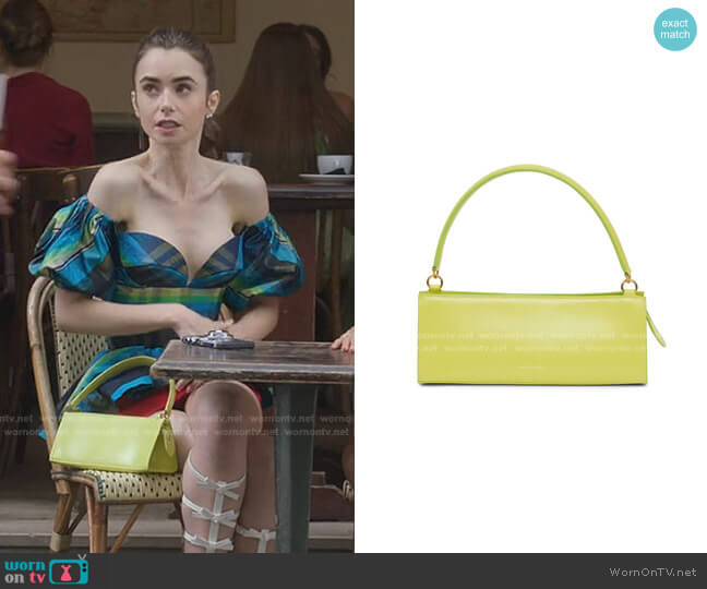 Pencil Case Leather Bag by Mansur Gavriel worn by Emily Cooper (Lily Collins) on Emily in Paris