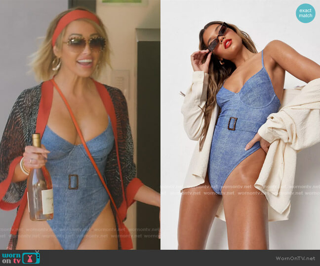 Blue Denim Look Belted Underwire Swimsuit by Missguided worn by Mary Fitzgerald  on Selling Sunset