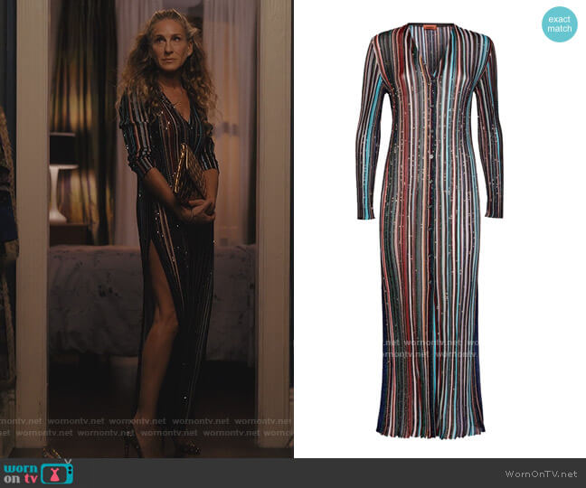 Missoni Long Cardigan Dark Blue Viscose by Missoni worn by Carrie Bradshaw (Sarah Jessica Parker) on And Just Like That