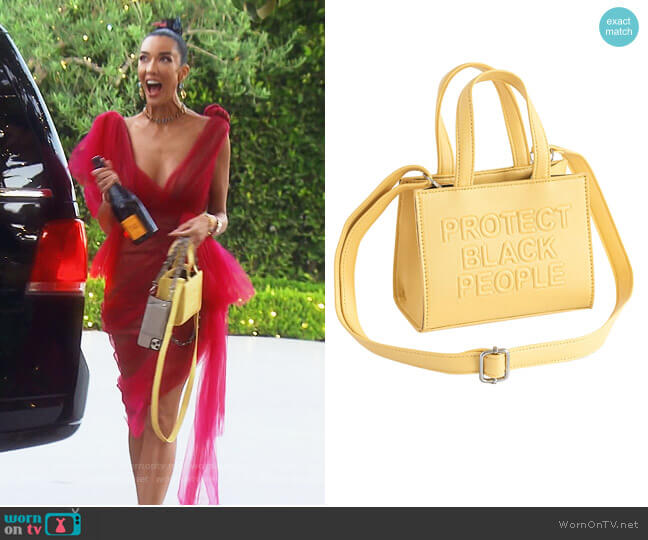 Vegan Leather Mini bag by Cise worn by Noella Bergener  on The Real Housewives of Orange County