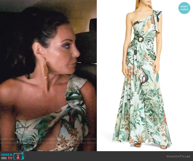 Eden One-Shoulder Cutout Gown by Patbo worn by Luann de Lesseps on The Real Housewives Ultimate Girls Trip