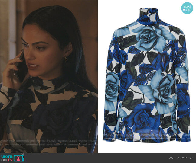 WornOnTV: Veronica's blue floral turtleneck top on Riverdale | Camila  Mendes | Clothes and Wardrobe from TV