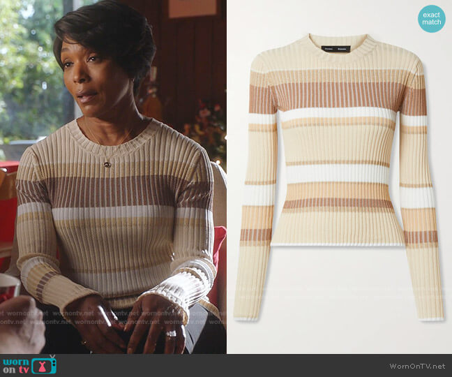 Metallic Striped Ribbed-Knit Sweater by Proenza Schouler worn by Athena Grant (Angela Bassett) on 9-1-1