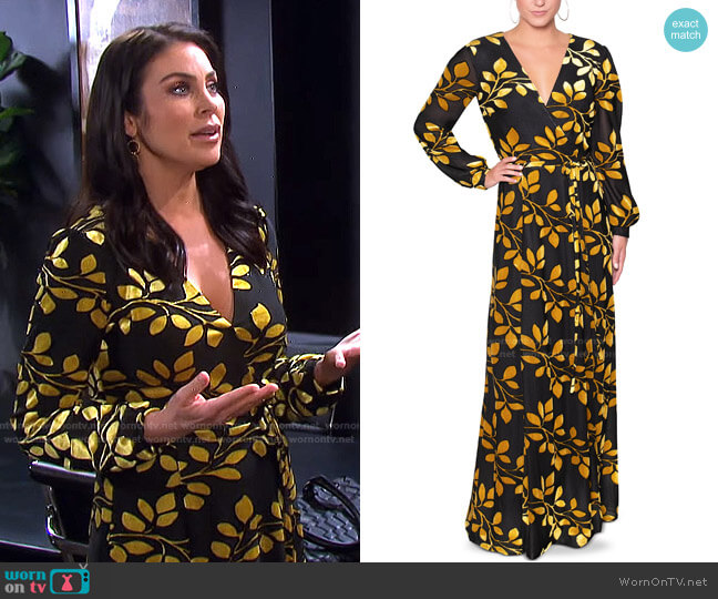 New York V-Neck Floral-Print Maxi Dress by RACHEL Rachel Roy worn by Chloe Lane (Nadia Bjorlin) on Days of our Lives