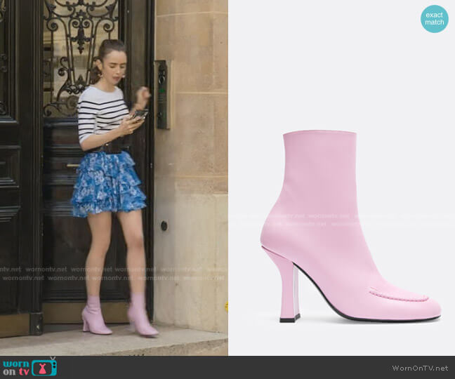 Retox High Heel Boots by Dora Teymur worn by Emily Cooper (Lily Collins) on Emily in Paris
