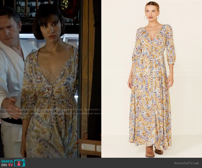 Shyanne Mustard Paisley Maxi Dress worn by Ren (Janina Gavankar) on Big Sky