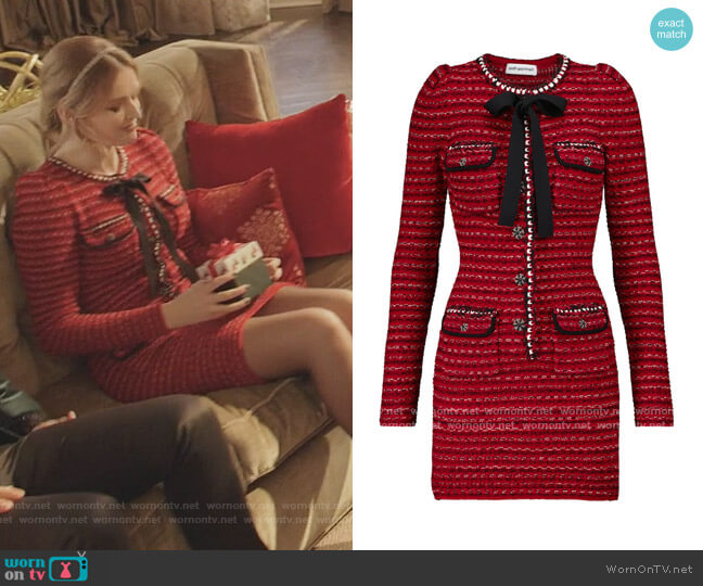 Embellished knit minidress by Self Portrait worn by Kirby Anders (Maddison Brown) on Dynasty