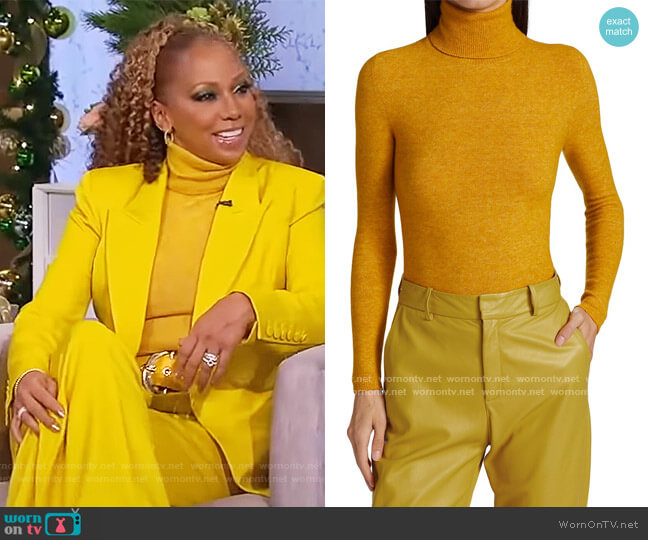 WornOnTV: Holly Robinson Peete’s yellow metallic turtleneck on Tamron ...