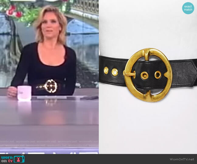 Signature Buckle Leather Belt by Sergio Hudson worn by Sara Haines  on The View
