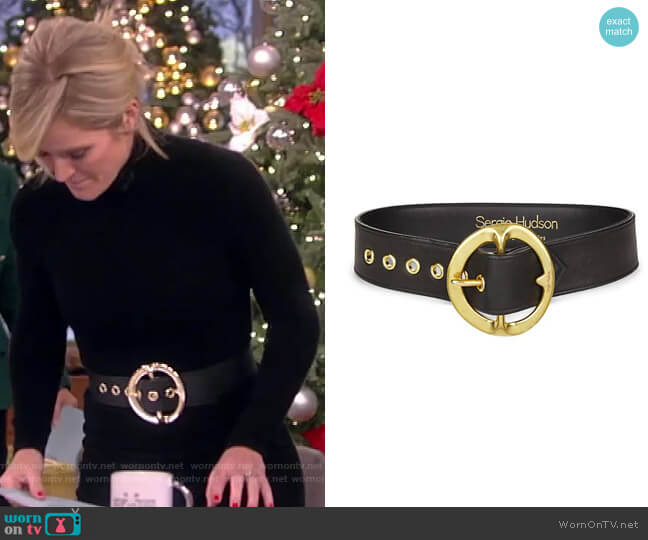 Signature Buckle Leather Belt Sergio Hudson worn by Sara Haines  on The View