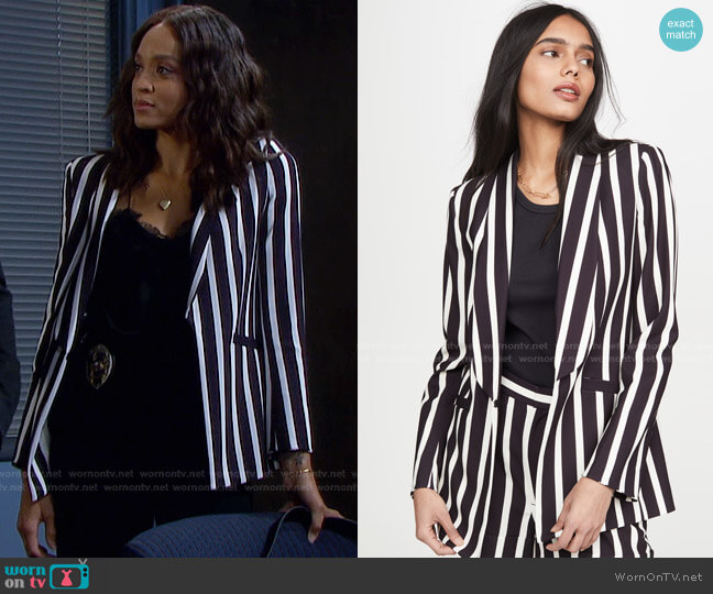 Skye Strong Shoulder Boxy Boyfriend Blazer by Alice + Olivia worn by Lani Price (Sal Stowers) on Days of our Lives