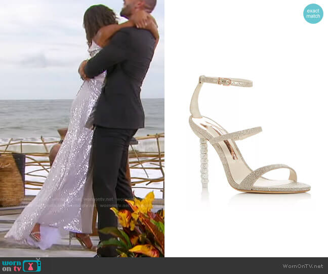 Rosalind Crystal High-Heel Sandals by Sophia Webster worn by Michelle Young  on The Bachelorette