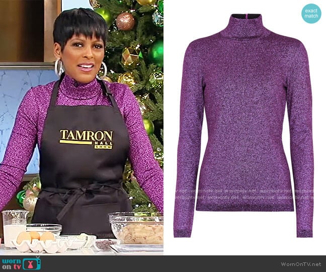 Metallic turtleneck sweater by Stella McCartney worn by Tamron Hall on Tamron Hall Show