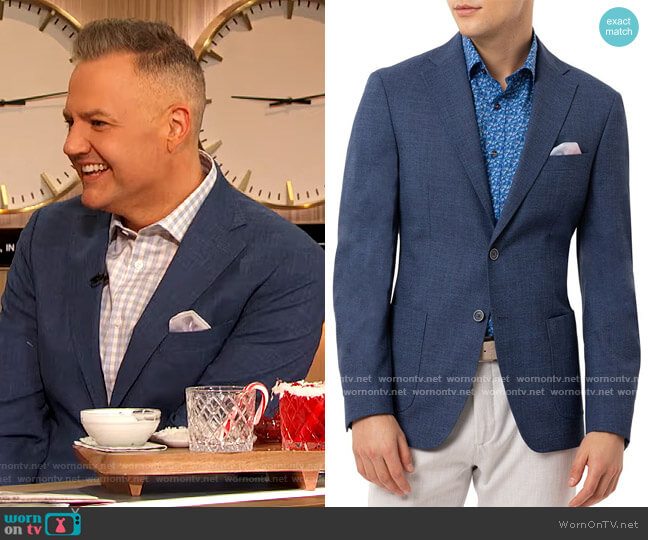 Men's Slim-Fit Navy Blue Solid Sport Coat by Tallia worn by Ross Mathews on the Drew Barrymore Show