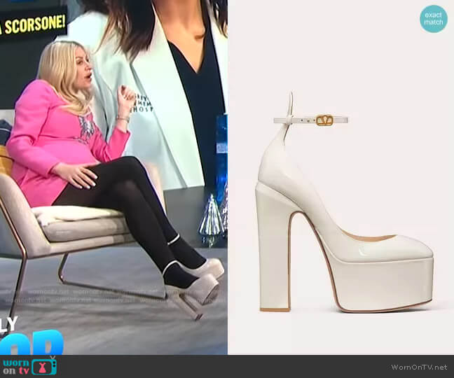 Tan-Go Platform Sandals by Valentino worn by Morgan Stewart on E! News