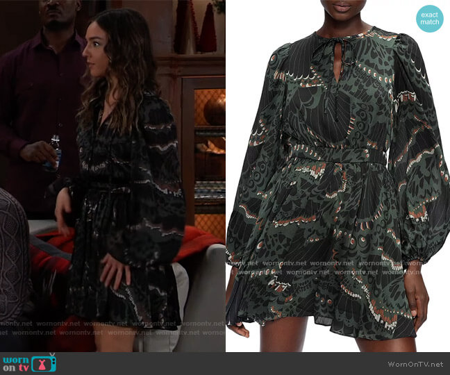 Chrissy Mix Print Long Sleeve Dress by Ted Baker worn by Kristina Corinthos (Lexi Ainsworth) on General Hospital