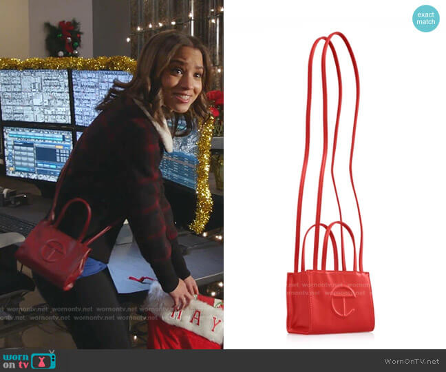 Small Red Shopping Bag by Telfar  worn by May Grant (Corinne Massiah) on 9-1-1