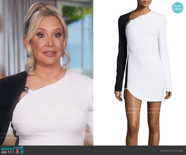 Bicolor Long-Sleeve Cady Dress by Thierry Mugler worn by Shannon Beador  on The Real Housewives of Orange County