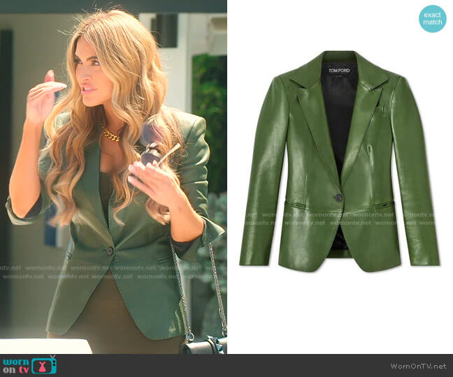 Leather Notch Lapel Jacket by Tom Ford worn by Chrishell Stause  on Selling Sunset