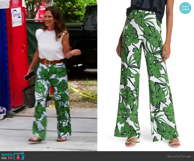 Long Weekend Monstera Wide Leg Pants by Trina Turk worn by Julia Lemigova  on The Real Housewives of Miami