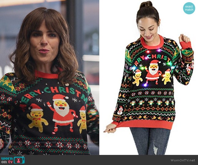 Ugly Christmas Sweater LED Pullover by Off the Rack Store worn by Marina (Karla Souza) on Home Economics