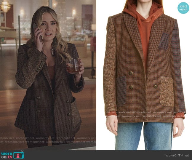 Faustine Dickey Jacket by Veronica Beard worn by Amanda Carrington (Eliza Bennett) on Dynasty