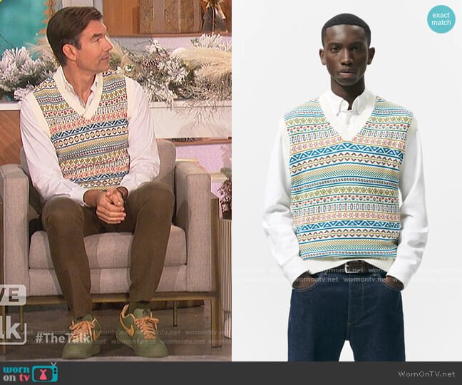Jacquard Knit Vest by Zara worn by Jerry O'Connell  on The Talk