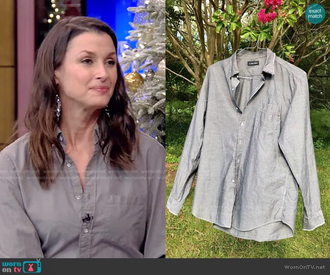 Long Sleeve Shirt by A Shirt Story worn by Bridget Moynihan on Live with Kelly and Ryan